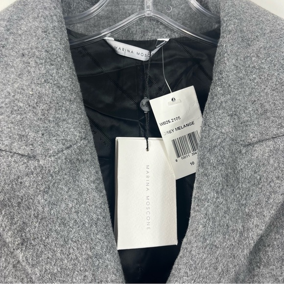 Marina Moscone Wool Melange Long Car Coat Size 10 NWT Gray - Picture 6 of 12
